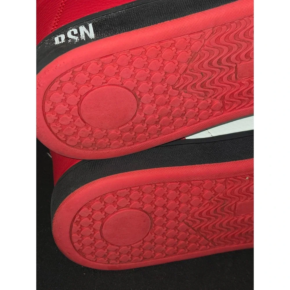 REASON Supply Co Mens Red White‎ High Top Skate Shoes Size 11 Skull Flame Logo